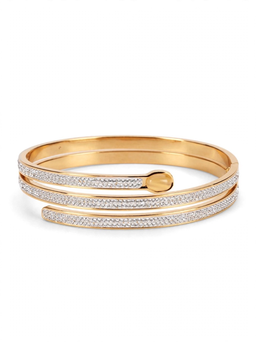 Gold Pave Double-Wrap Cuff Bracelet